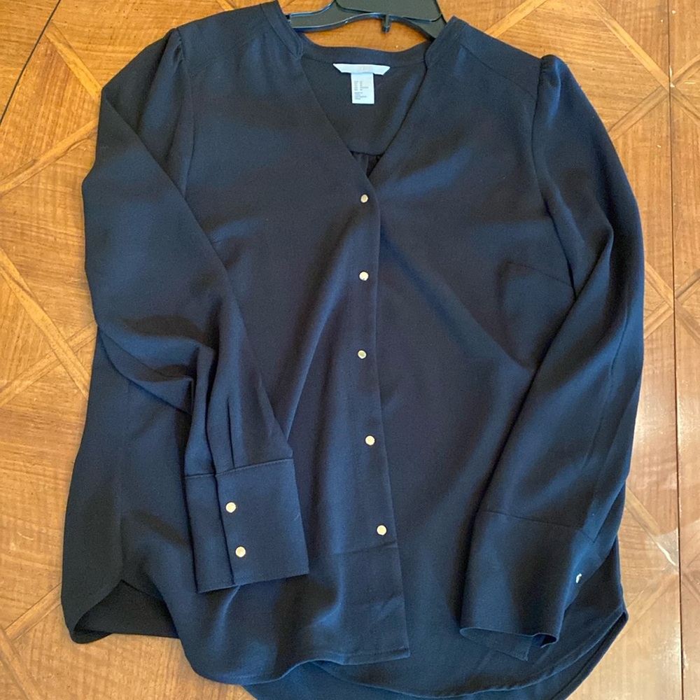 Great HM black blouse with gold button detail sz 10